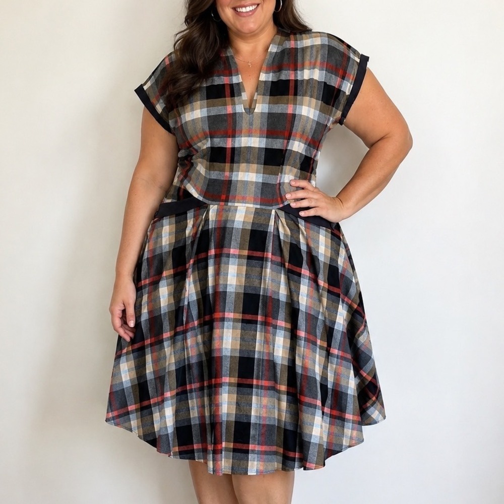 Miss Candyfloss Plaid Fit & Flare Dress 3XL pinup Retro Rockabilly plus size 50s